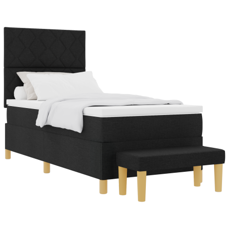vidaXL Boxspring Bed met Matras & Banken Zwart 90x200 cm Stof afbeelding3 - 1