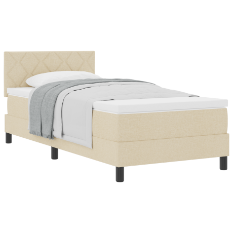 vidaXL Boxspring Bed met Matras Crème 100x200 cm Stof afbeelding3 - 1