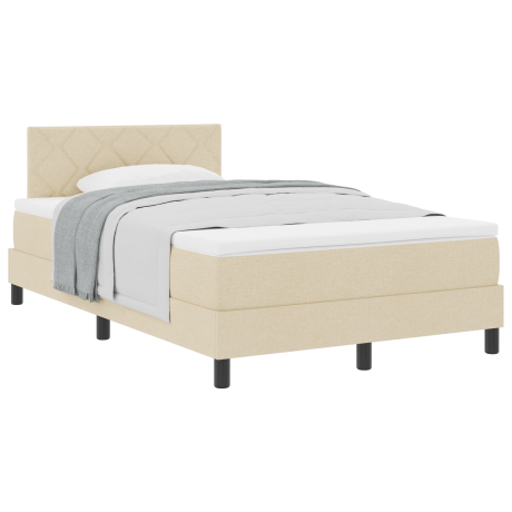 vidaXL Boxspringbed met hoofdeinde Crème 120 x 200 cm Stof afbeelding3 - 1