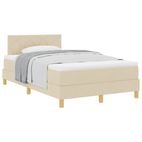 vidaXL Boxspring Bed met Matras Crème 120x200 cm Stof afbeelding3 - 1