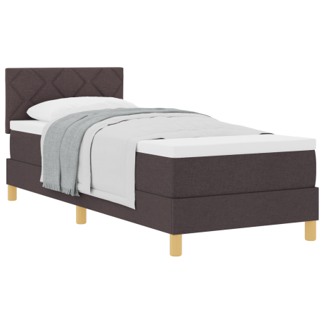vidaXL Boxspringbed met kussen Donkerbruin 80 x 200 cm Stof afbeelding3 - 1