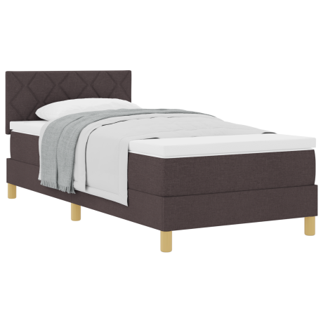 vidaXL Boxspringbed met kussen Donkerbruin 90 x 200 cm Stof afbeelding3 - 1
