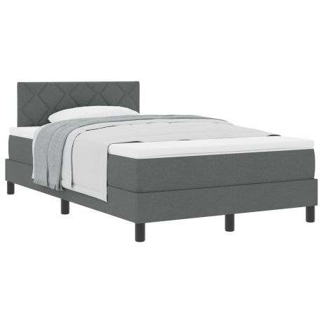 vidaXL Boxspringbed met hoofdeinde Donkergrijs 120 x 190 cm Stof afbeelding3 - 1