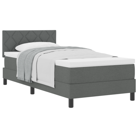 vidaXL Boxspringbed met hoofdeinde Donkergrijs 90 x 190 cm Stof afbeelding3 - 1