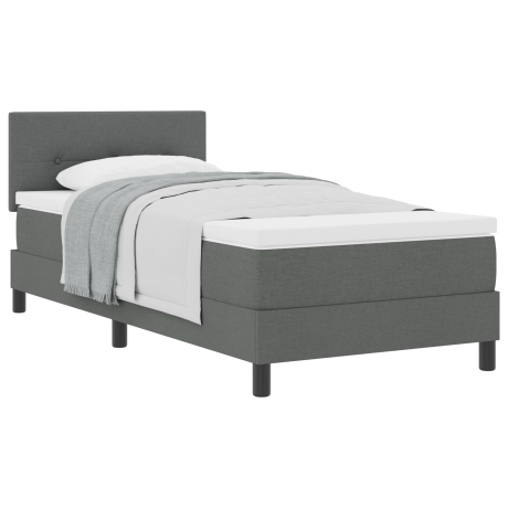 vidaXL Boxspringbed met hoofdeinde Donkergrijs 90 x 200 cm Stof afbeelding3 - 1