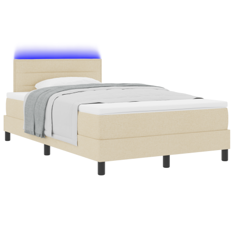 vidaXL Boxspring bed met matras met LED Crème 120 x 190 cm Stof afbeelding3 - 1