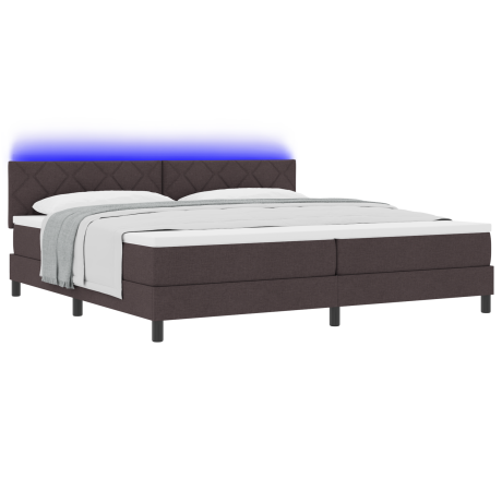 vidaXL Boxspring Bed met Matras & LED Donker Bruin 200x200 cm Stof afbeelding3 - 1