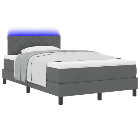 vidaXL Boxspring bed met matras met LED Donkergrijs 120 x 190 cm Stof afbeelding3 - 1