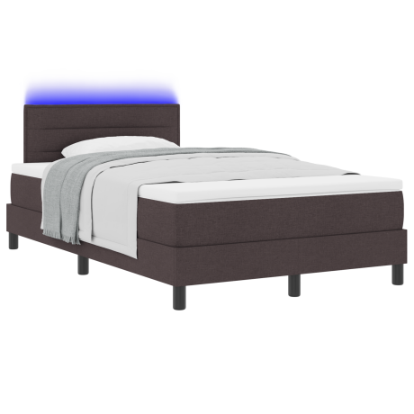 vidaXL Boxspring Bed met Matras & LED Donkerbruin 120x190 cm Stof afbeelding3 - 1