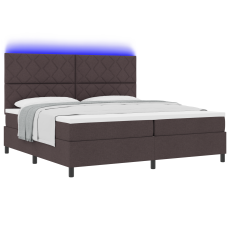 vidaXL Boxspring Bed met Matras & LED Donkerbruin 200x200 cm Stof afbeelding3 - 1