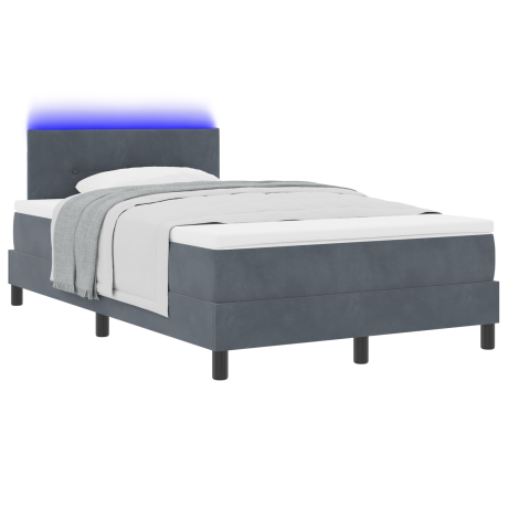 vidaXL Boxspring Bed met Matras & LED Donkergrijs 120x190 cm Fluweel afbeelding3 - 1