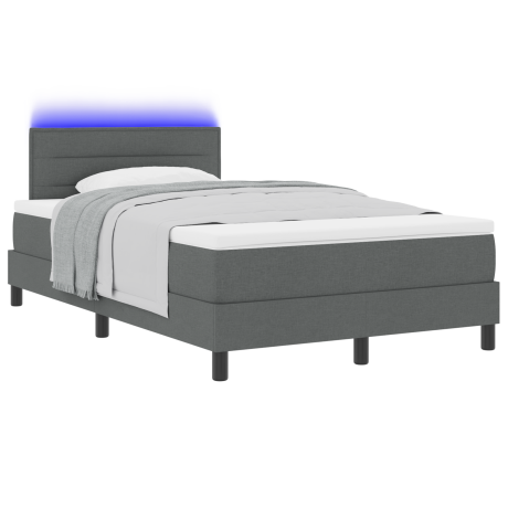 vidaXL Boxspring bed met matras met LED Donkergrijs 120 x 190 cm Stof afbeelding3 - 1