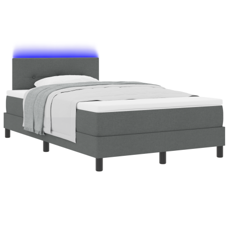 vidaXL Boxspring Bed met Matras & LED Donkergrijs 120x200 cm Stof afbeelding3 - 1
