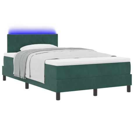 vidaXL Boxspring Bed met Matras & LED Donkergroen 120x190 cm Fluweel afbeelding3 - 1