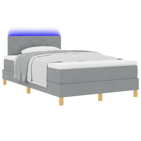 vidaXL Boxspring Bed met Matras & LED Licht Grijs 120x190 cm Stof afbeelding3 - 1