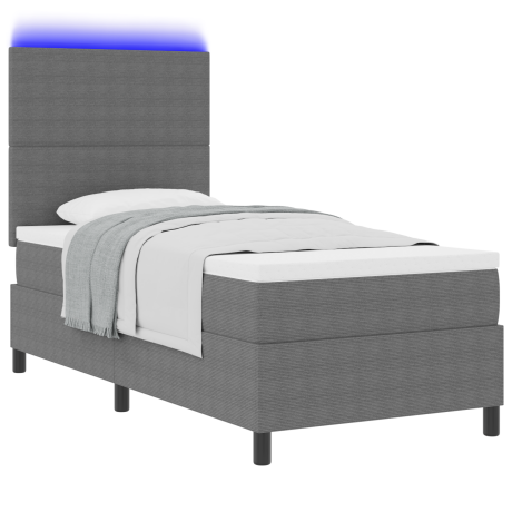 vidaXL Boxspring Bed met Matras & LED Licht Grijs 80x200 cm Corduroy Stof afbeelding3 - 1