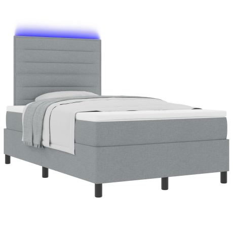 vidaXL Boxspring Bed met Matras & LED Licht Licht Grijs 120x190 cm Stof afbeelding3 - 1