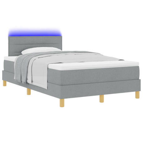 vidaXL Boxspring Bed met Matras & LED Lichtgrijs 120x190 cm Stof afbeelding3 - 1