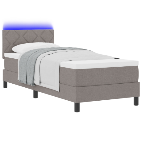 vidaXL Boxspring bed met matras met LED Taupe 80 x 200 cm Stof afbeelding3 - 1