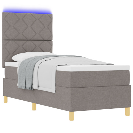 vidaXL Boxspring Bed met Matras & LED Taupe 80x200 cm Stof afbeelding3 - 1