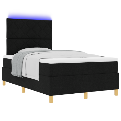 vidaXL Boxspring Bed met Matras & LED Zwart 120x190 cm Stof afbeelding3 - 1