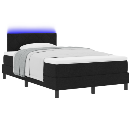vidaXL Boxspring Bed met Matras & LED Zwart 120x200 cm Stof afbeelding3 - 1