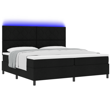 vidaXL Boxspring Bed met Matras & LED Zwart 200x200 cm Stof afbeelding3 - 1