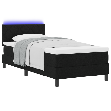 vidaXL Boxspring bed met matras met LED Zwart 90 x 200 cm Stof afbeelding3 - 1