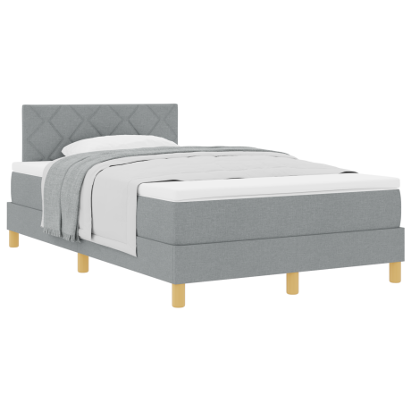 vidaXL Boxspring Bed met Matras Lichtgrijs 120x190 cm Stof afbeelding3 - 1