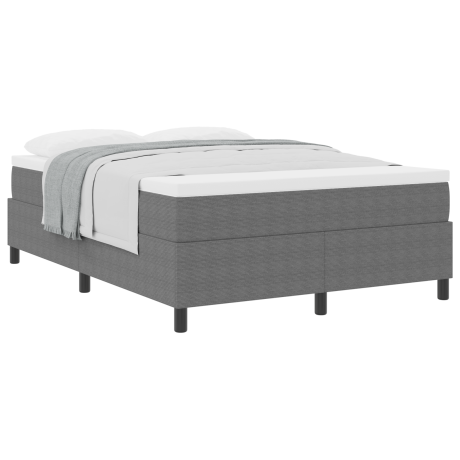 vidaXL Boxspring Bed met Matras Lichtgrijs 140x200 cm Katoen afbeelding3 - 1