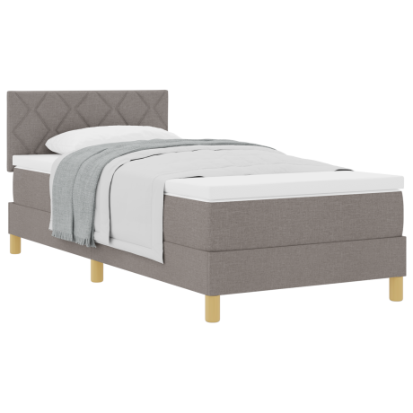 vidaXL Boxspring bed met matras taupe 90x200 cm stof afbeelding3 - 1