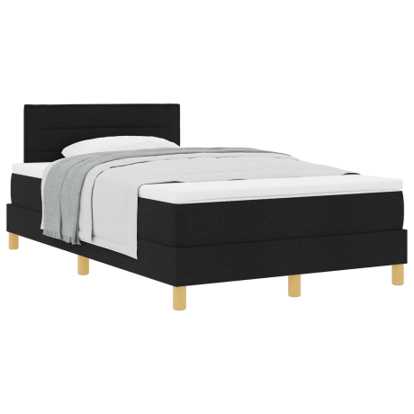 vidaXL Boxspringbed met kussen met hoofdeinde Zwart 120 x 190 cm Stof afbeelding3 - 1
