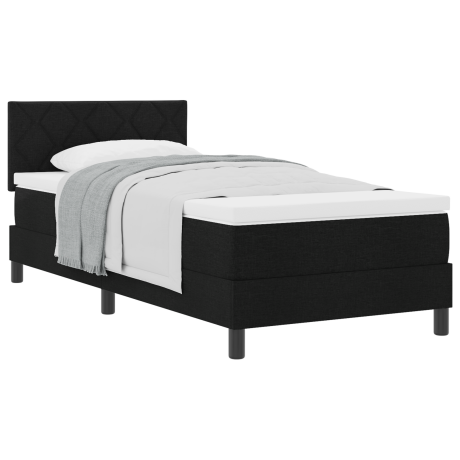 vidaXL Boxspringbed met hoofdeinde Zwart 90 x 190 cm Stof afbeelding3 - 1