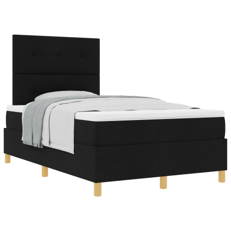 vidaXL Boxspring Bed met Matras Zwart Klein Dubbel Stof afbeelding3 - 1