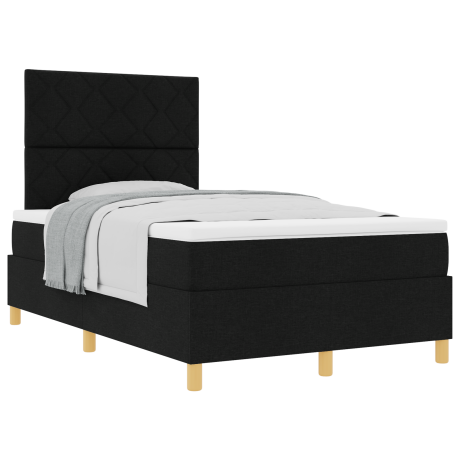 vidaXL Boxspring Bed met Matras Zwart Klein Tweepersoons Stof afbeelding3 - 1