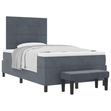 vidaXL Boxspring bed met hoofdeinde Donkergrijs 200 x 120 cm Fluweel afbeelding3 - 1