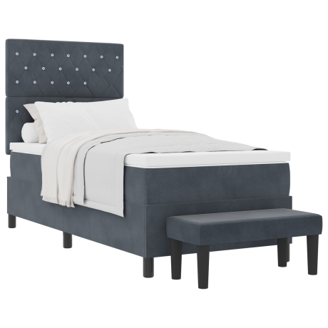 vidaXL Boxspring bed met hoofdeinde Donkergrijs 190 x 90 cm Fluweel afbeelding3 - 1