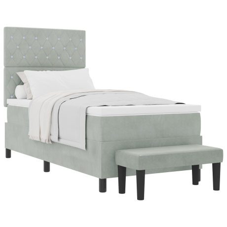 vidaXL Boxspring bed met hoofdeinde Lichtgrijs 200 x 100 cm Fluweel afbeelding3 - 1