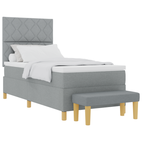 vidaXL Boxspring bed met kussen Lichtgrijs 200 x 100 cm Stof afbeelding3 - 1
