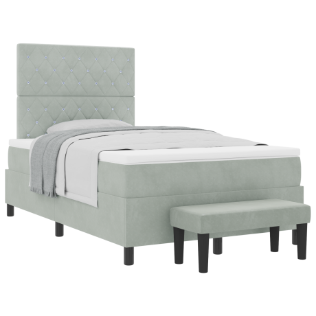 vidaXL Boxspring bed met hoofdeinde Lichtgrijs 200 x 120 cm Fluweel afbeelding3 - 1