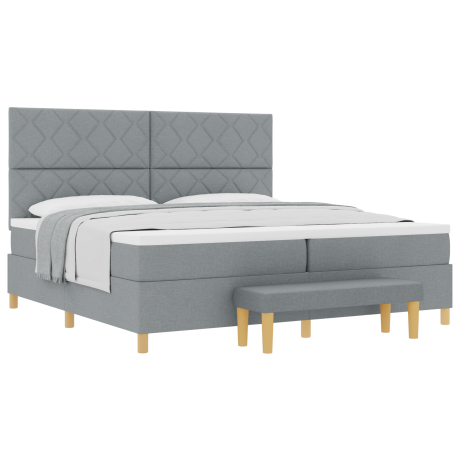 vidaXL Boxspring bed met matras Lichtgrijs 200 x 200 cm Stof afbeelding3 - 1