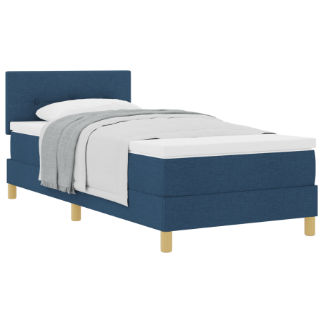 vidaXL Boxspringbed met kussen met hoofdeinde Blauw 100 x 200 cm Stof afbeelding3 - 1