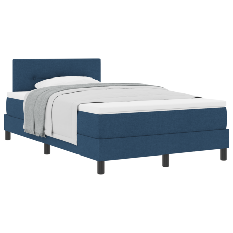vidaXL Boxspringbed met hoofdeinde Blauw 120 x 200 cm Stof afbeelding3 - 1