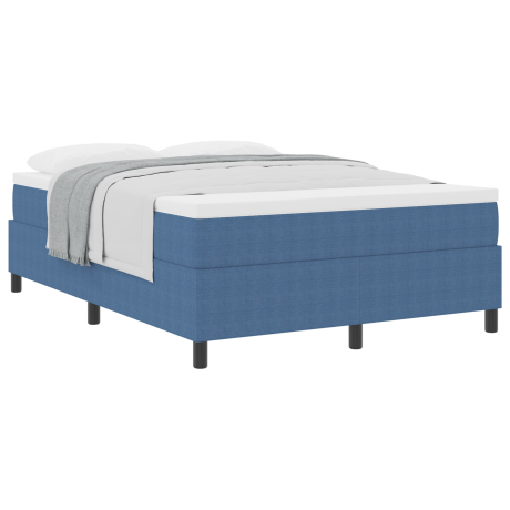 vidaXL Boxspringbed Blauw en Wit 140 x 190 cm Katoen Stof afbeelding3 - 1
