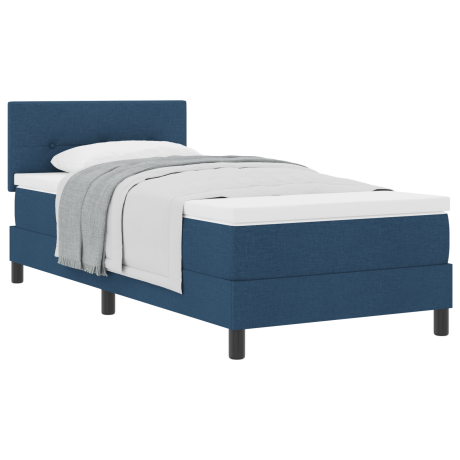 vidaXL Boxspringbed met Matras Blauw 90x200 cm Stof afbeelding3 - 1
