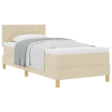 vidaXL Boxspringbed met kussen met hoofdeinde Crème 100 x 200 cm Stof afbeelding3 - 1