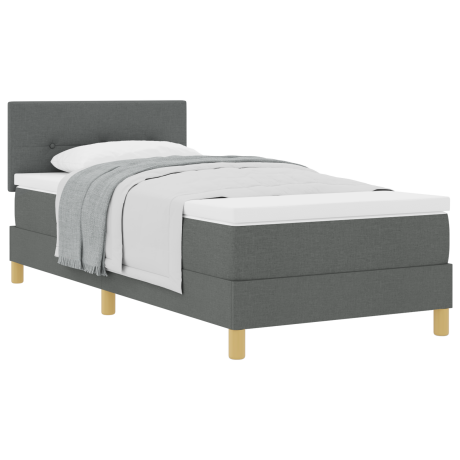 vidaXL Boxspringbed met kussen Donkergrijs 100 x 200 cm Stof afbeelding3 - 1