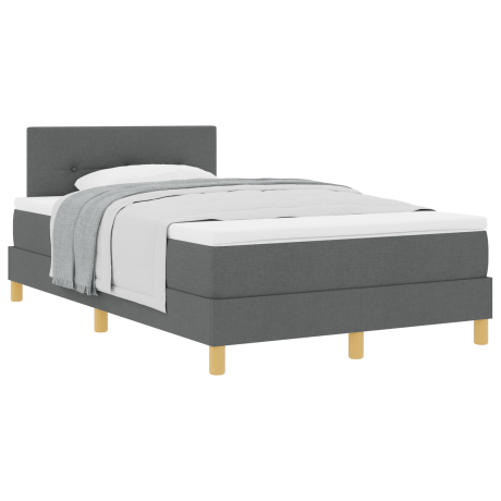 vidaXL Boxspringbed met kussen Donkergrijs 120 x 190 cm Stof afbeelding3 - 1