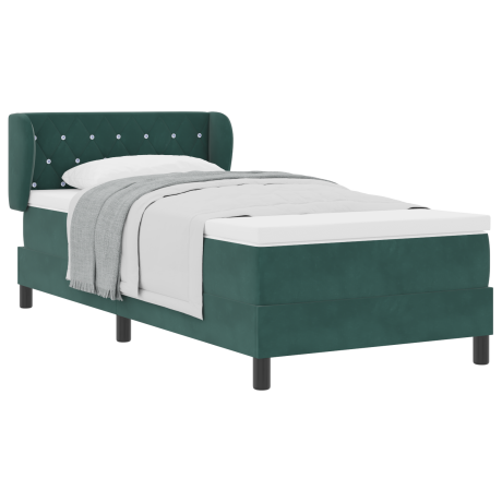 vidaXL Boxspringbed met Matras Donkergroen 90x190 cm Van Fluweel afbeelding3 - 1