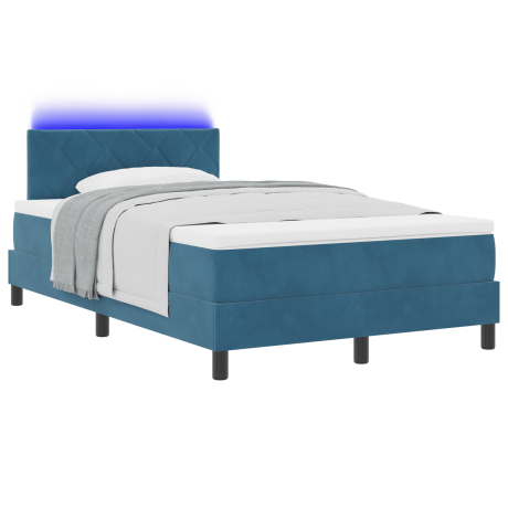vidaXL Boxspringbed met matras en LED fluweel donkerblauw 120x190 cm afbeelding3 - 1